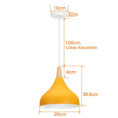 Plafonnier D'intérieur Lampe à Suspension Moderne Lustre Abat-jour En Métal Jaune E27