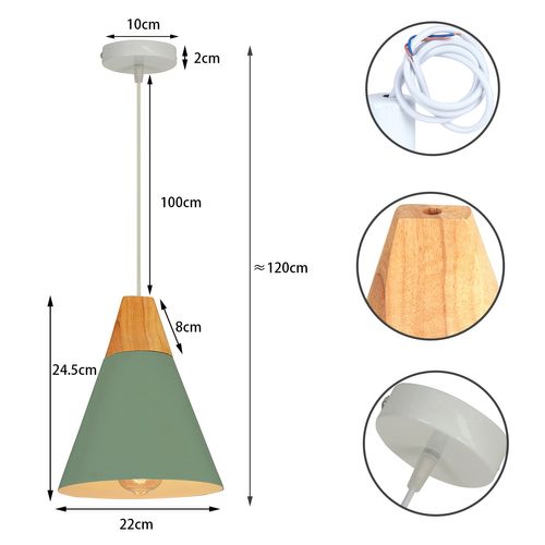 Lampe à Suspension Moderne Vert Suspension Luminaire Nordique Lustre Rétro En Métal Intérieure