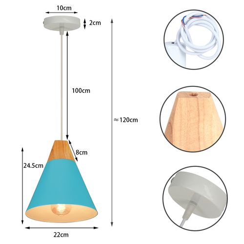 Lampe à Suspension Moderne Bleu Suspension Luminaire Nordique Lustre Rétro En Métal Intérieure