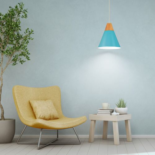 2x Lampe à Suspension Moderne Bleu Suspension Luminaire Nordique Lustre Rétro En Métal Intérieure