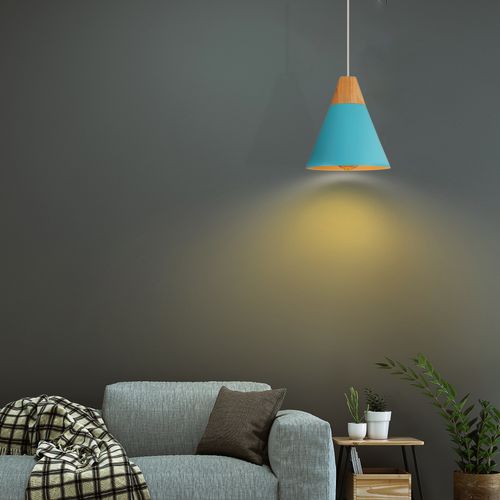 2x Lampe à Suspension Moderne Bleu Suspension Luminaire Nordique Lustre Rétro En Métal Intérieure