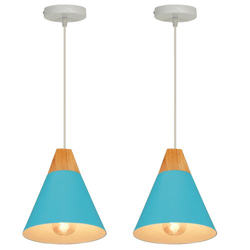 2x Lampe à Suspension Moderne Bleu Suspension Luminaire Nordique Lustre Rétro En Métal Intérieure