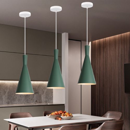 Suspension Luminaire Créatif Rétro Suspension En Métal Vert Plafonnier Moderne Intérieur