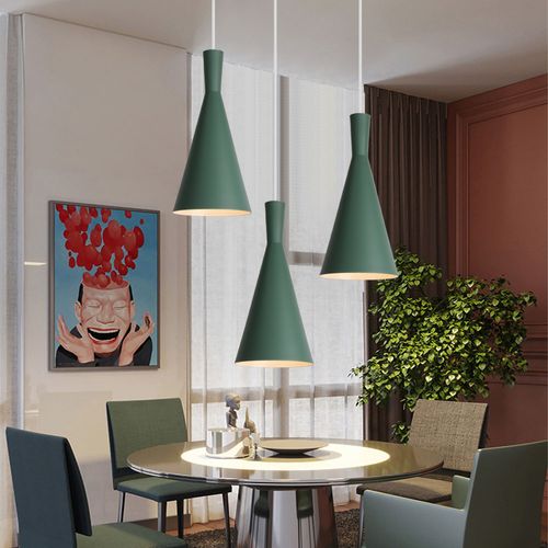 Suspension Luminaire Créatif Rétro Suspension En Métal Vert Plafonnier Moderne Intérieur