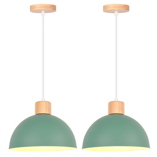 2pcs Lustre En Métal Vintage Suspension Luminaire Moderne Lampe à Suspension D'intérieur Vert
