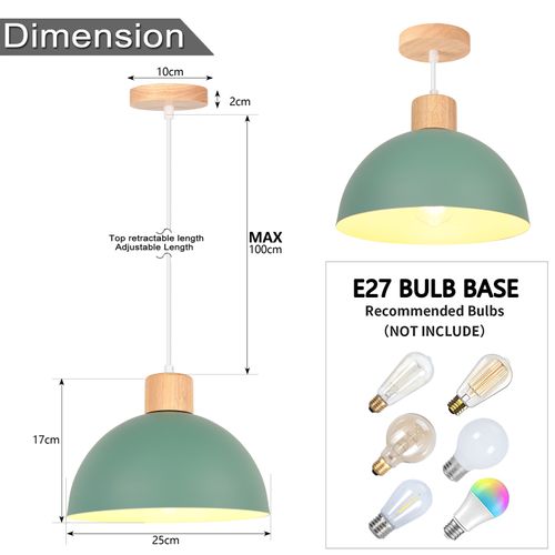 2pcs Lustre En Métal Vintage Suspension Luminaire Moderne Lampe à Suspension D'intérieur Vert