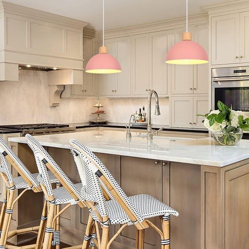 2pcs Lustre En Métal Vintage Suspension Luminaire Moderne Lampe à Suspension D'intérieur Rose