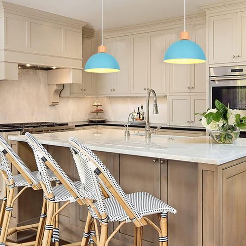 Lustre En Métal Vintage Suspension Luminaire Moderne Lampe à Suspension D'intérieur Bleu