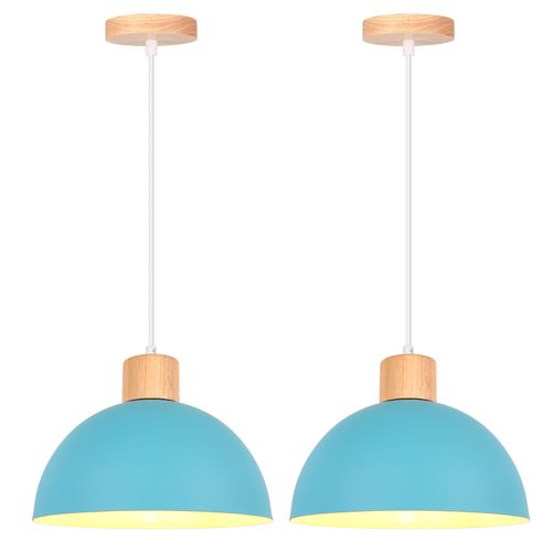 2pcs Lustre En Métal Vintage Suspension Luminaire Moderne Lampe à Suspension D'intérieur Bleu