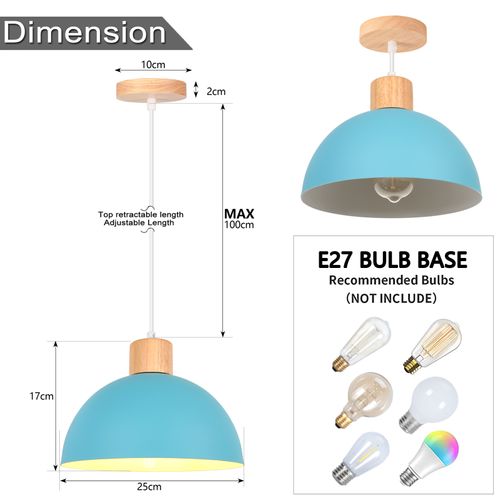 2pcs Lustre En Métal Vintage Suspension Luminaire Moderne Lampe à Suspension D'intérieur Bleu