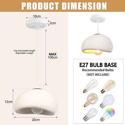 20cm Lustre Personnalisé Créatif D'intérieur Plafonnier Rétro E27 Suspension Lustre Moderne Blanc