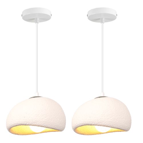 2x 20cm Lustre Personnalisé Créatif D'intérieur Plafonnier Rétro E27 Suspension Lustre Moderne Blanc