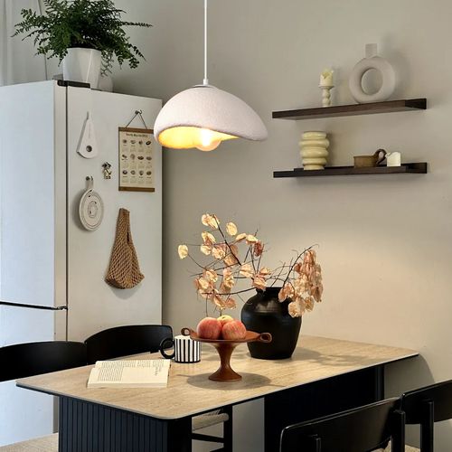 Lustre Personnalisé Créatif D'intérieur 30cm Plafonnier Rétro E27 Suspension Lustre Moderne Blanc