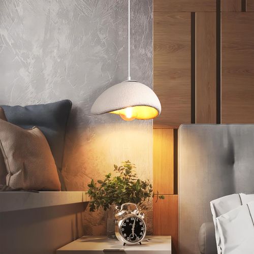 Lustre Personnalisé Créatif D'intérieur 30cm Plafonnier Rétro E27 Suspension Lustre Moderne Blanc