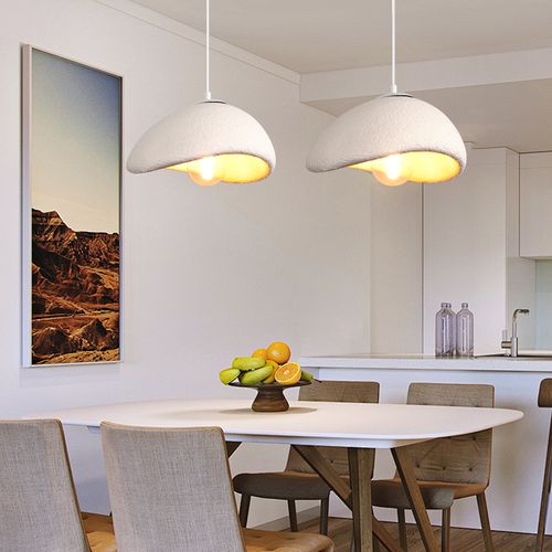 Lustre Personnalisé Créatif D'intérieur 30cm Plafonnier Rétro E27 Suspension Lustre Moderne Blanc