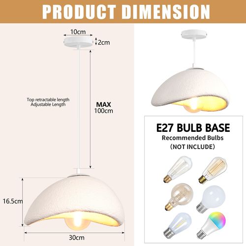 Lustre Personnalisé Créatif D'intérieur 30cm Plafonnier Rétro E27 Suspension Lustre Moderne Blanc