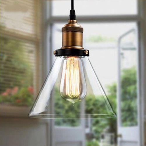 2pcs Lustre Rétro Suspension Luminaire D'intérieur Industriel E27 Plafonnier En Verre Noir