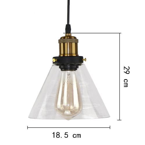 2pcs Lustre Rétro Suspension Luminaire D'intérieur Industriel E27 Plafonnier En Verre Noir