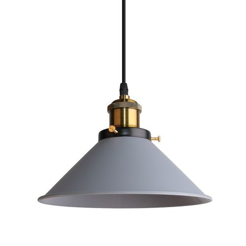Lampe à Suspension Rétro Lustre Vintage Gris 22cm Plafonnier Industriel Modernes E27