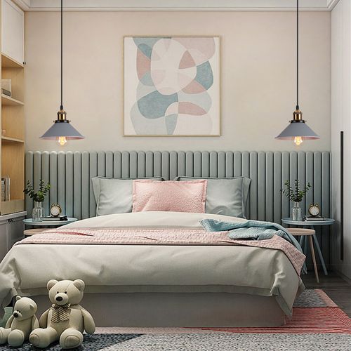 (2pcs) Lampe à Suspension Rétro Lustre Vintage Gris 22cm Plafonnier Industriel Modernes E27