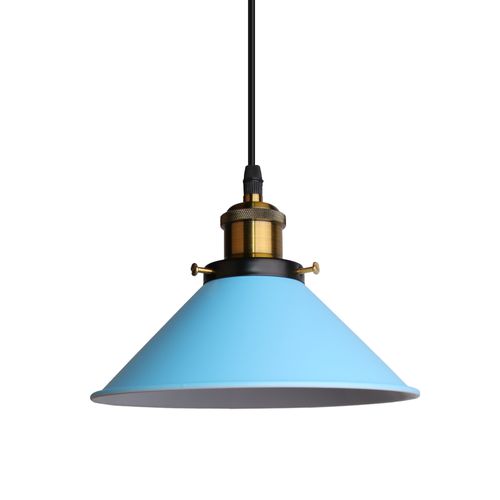 Lampe à Suspension Rétro Lustre Vintage Bleu 22cm Plafonnier Industriel Modernes E27