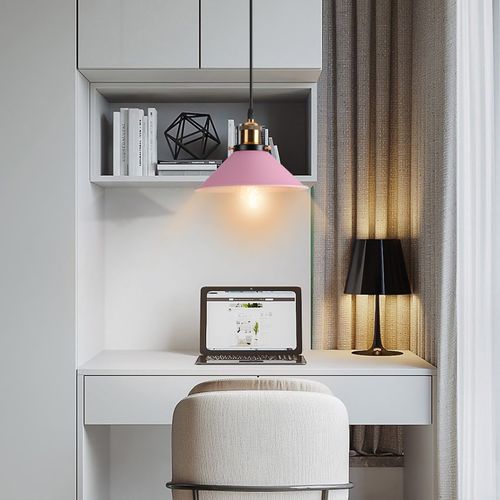 Lampe à Suspension Rétro Lustre Vintage Rose 22cm Plafonnier Industriel Modernes E27