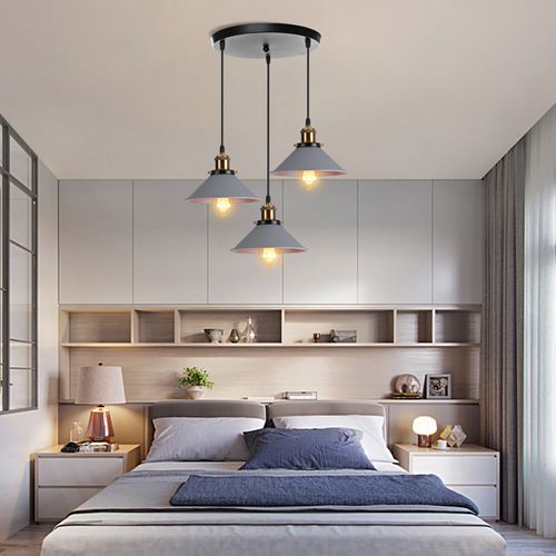 Plafonnier Rétro 3 Lumières Suspension Luminaire Industrielles 22cm Lustre Créatif Gris