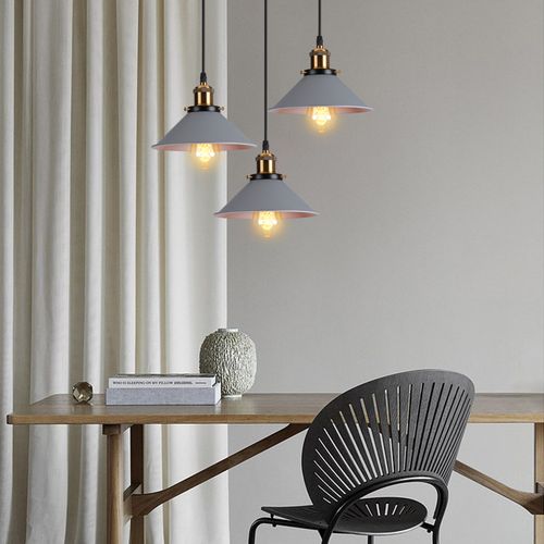 Plafonnier Rétro 3 Lumières Suspension Luminaire Industrielles 22cm Lustre Créatif Gris