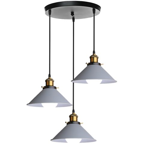 Plafonnier Rétro 3 Lumières Suspension Luminaire Industrielles 22cm Lustre Créatif Gris