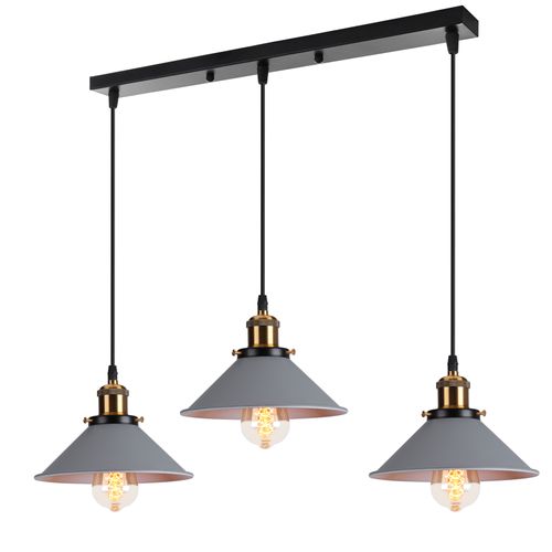 Plafonnier Rétro Suspension Luminaire Industrielles 3 Lumières 22cm Lustre Créatif Gris