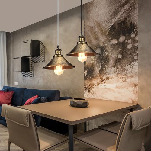 22cm Lampes à Suspension Rétro Vintage Lustre E27 Plafonnier Industriel En Métal