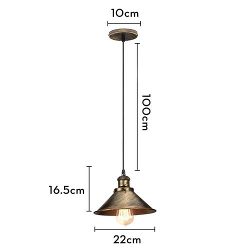 22cm Lampes à Suspension Rétro Vintage Lustre E27 Plafonnier Industriel En Métal