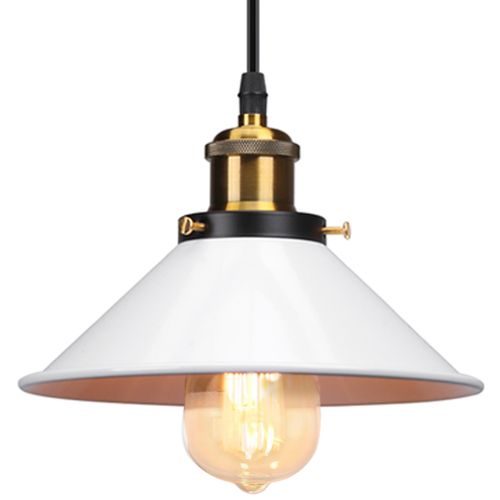 Lampes à Suspension Rétro Vintage Lustre 260mm E27 (blanc) Plafonnier Industriel En Métal