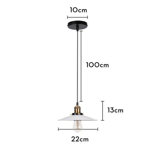 Suspension Luminaire Rétro Lustre En Fer En Métal Plafonnier D'intérieur Vintage Blanc 22cm