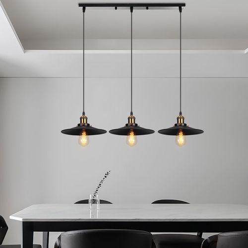 Suspension Luminaire Rétro 3 Lumières Lampe à Suspension Moderne En Métal (noir) Lustre Antique 60w