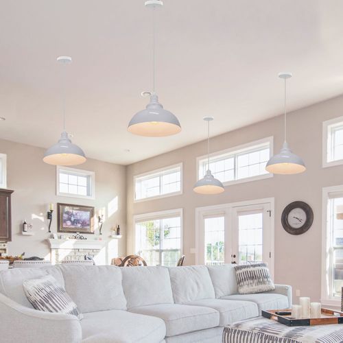 3pcs Suspension Luminaire Rétro Vintage Douille E27 Lustre D'intérieur Abat-jour En Métal Blanc