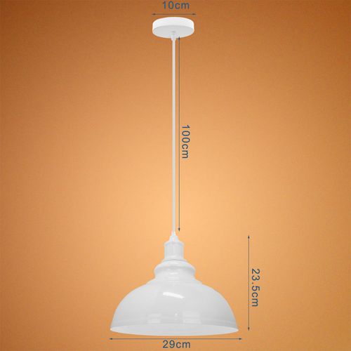 3pcs Suspension Luminaire Rétro Vintage Douille E27 Lustre D'intérieur Abat-jour En Métal Blanc