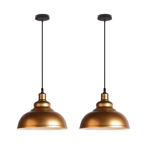 2pcs Suspension Luminaire Rétro Vintage Douille E27 Lustre D'intérieur Abat-jour En Métal