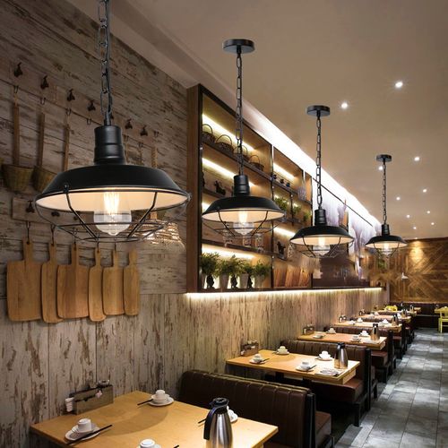 Lampe à Suspension Vintage En Fer Suspension Lustre Rétro Suspension Luminaire Antique Noire 26cm