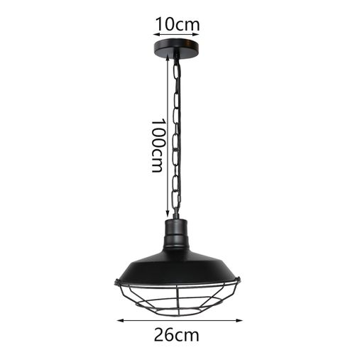 Lampe à Suspension Vintage En Fer Suspension Lustre Rétro Suspension Luminaire Antique Noire 26cm