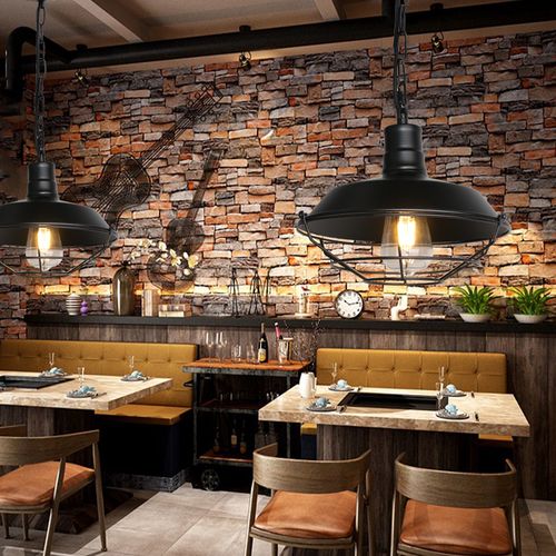 2pcs Lampe à Suspension Vintage Suspension Lustre Rétro En Fer Suspension Luminaire Noire 36cm