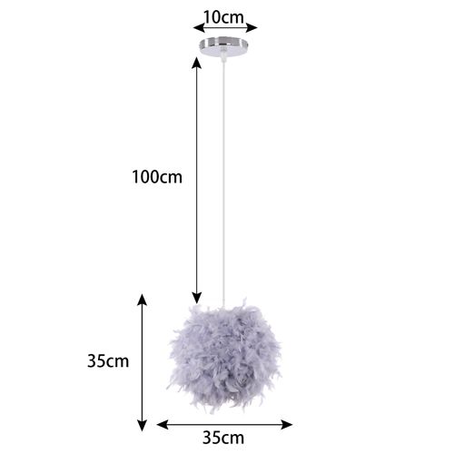 (2pcs) Lampe à Suspension Moderne En Plumes Plafonnier En Plumes Moelleuses Abat-jour Plume (gris)