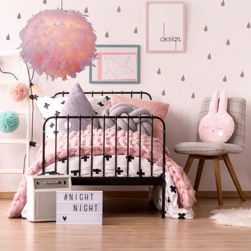 (2pcs) Lampe à Suspension Moderne En Plumes Plafonnier En Plumes Moelleuses Abat-jour Plume (rose)