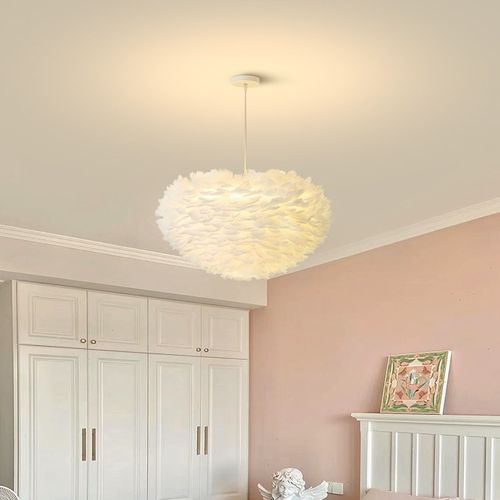 Lustre D'intérieur Moderne 30cm Lampe à Suspension Romantique Suspension Luminaire En Plumes