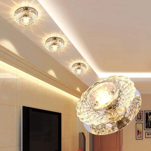 Projecteur En Cristal Plafonnier Moderne Spot Lumineux LED Pour Hall D'entrée, Blanc Chaud