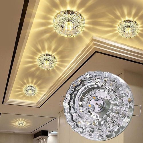 Projecteur En Cristal Plafonnier Moderne Spot Lumineux LED Pour Hall D'entrée, Blanc Chaud