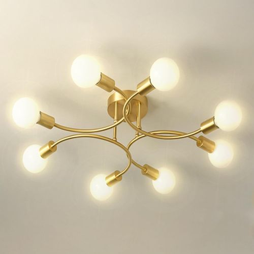 Lampe De Plafond Rétro Luminaire Plafonnier Intérieur En Métal Lustre 8 Lumières Moderne Or