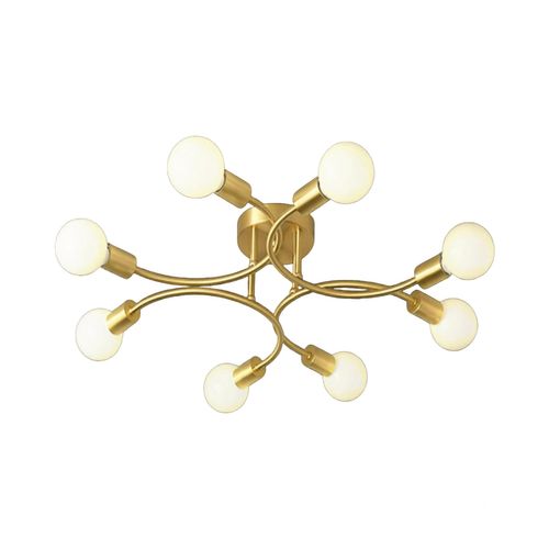 Lampe De Plafond Rétro Luminaire Plafonnier Intérieur En Métal Lustre 8 Lumières Moderne Or