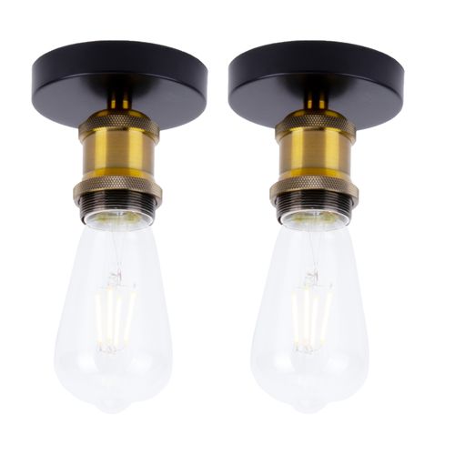 2pcs Plafonnier Intérieur Rétro Lampe De Plafond Simple E27 Lustre Vintage