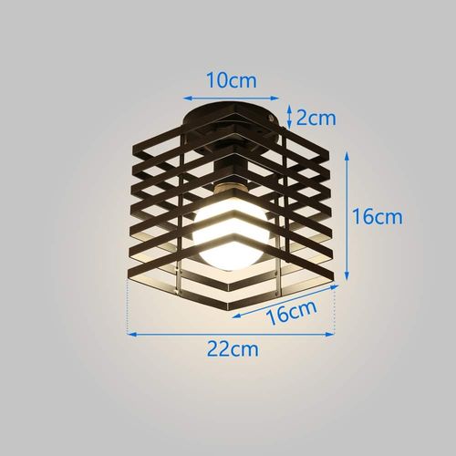 2pcs Lampe De Plafond Vintage Plafonnier D'intérieur En Métal Luminaire Plafonnier Rétro Noire, E27